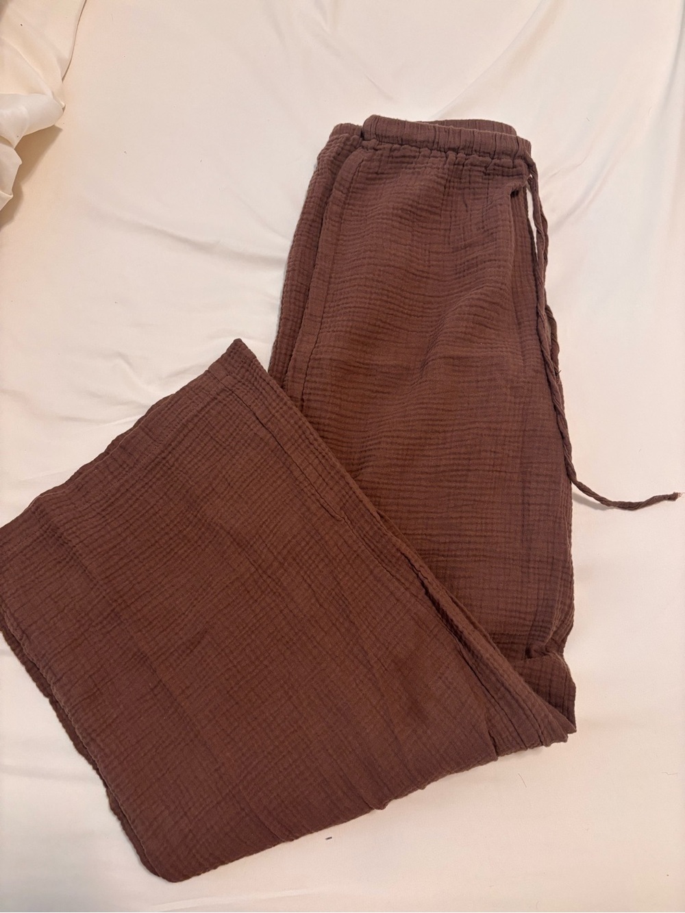 Men's Casual Cotton Gauze Drawstring Pants - Brown